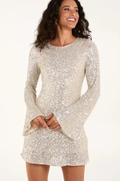 Luxe Bow Back Sequin Shift Dress