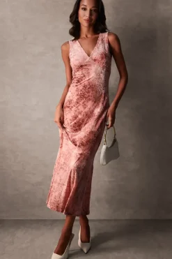 Luxe Devore V Neck Maxi Dress