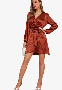Luxury Long Sleeve Wrap Top Mini Dress