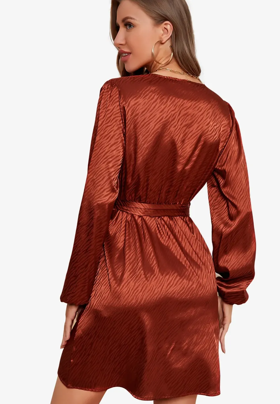 Luxury Long Sleeve Wrap Top Mini Dress