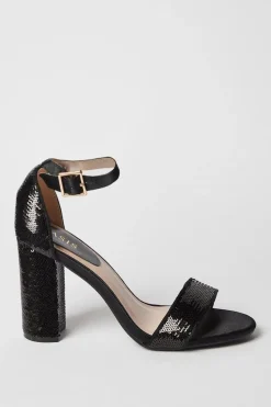 Mabel Sequin High Block Heeled Sandals