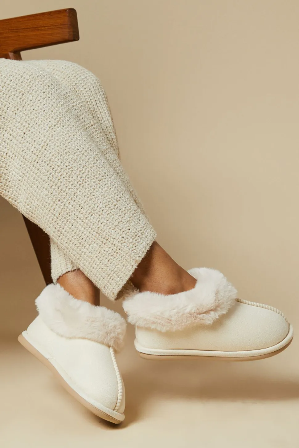 Maggi Suedette Faux Fur Lined Bootie Slippers