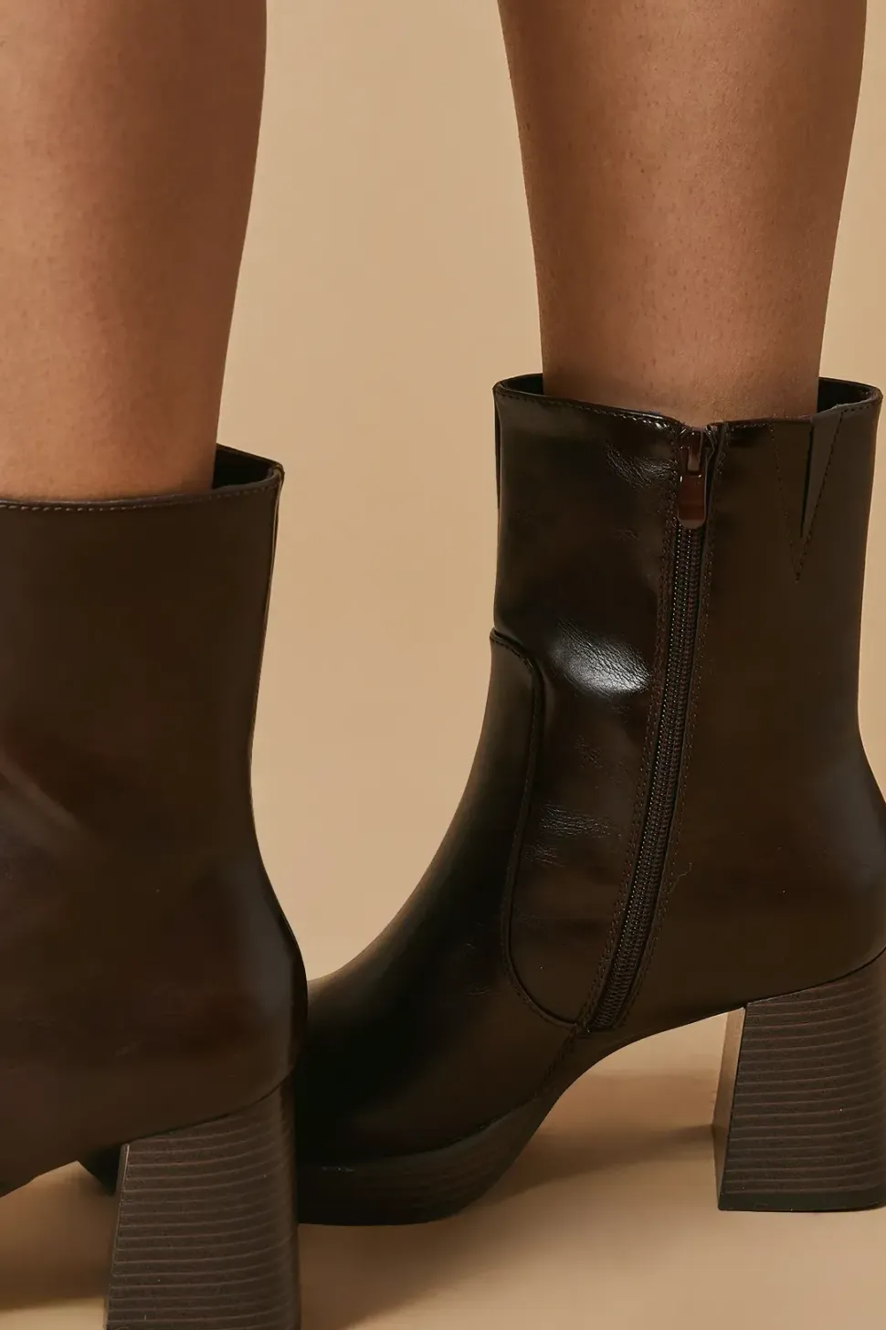 Mairead Block Heel High Shine Platform Ankle Boot