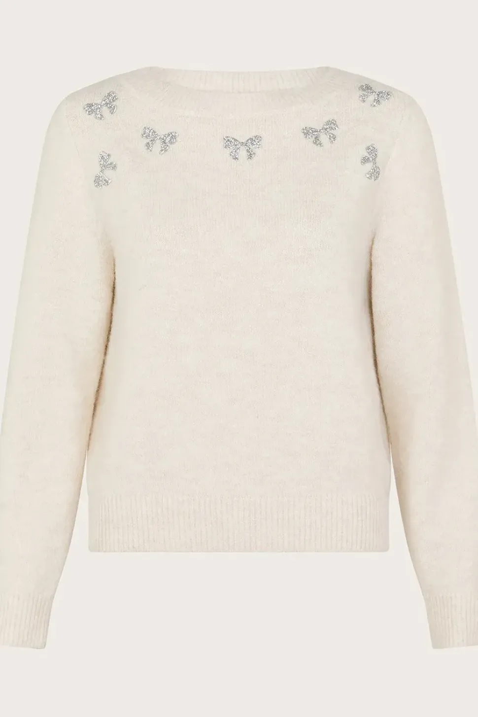 Mal Glitter Bow Jumper Ivory