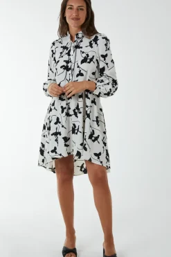 Mandarin Collar High Low Mini Dress