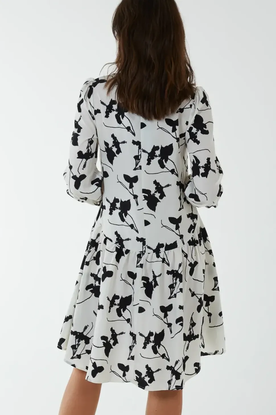 Mandarin Collar High Low Mini Dress