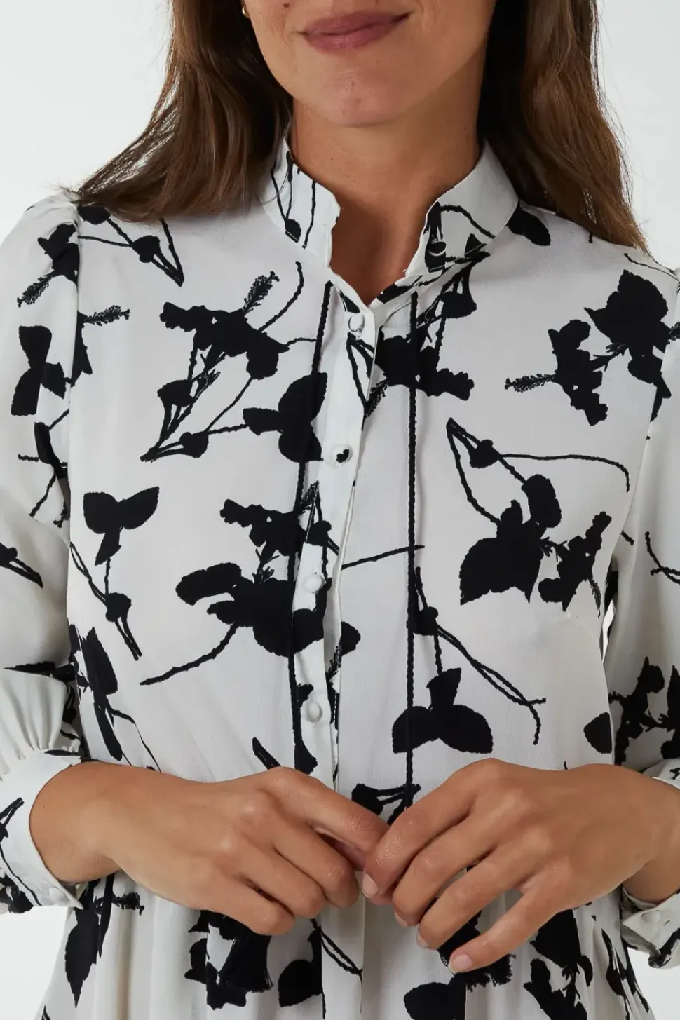 Mandarin Collar High Low Mini Dress
