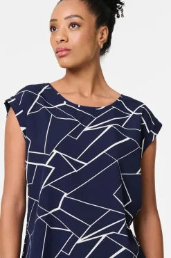 Marble Print Cap Sleeve Shell Top
