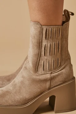 Margary Faux Suede High Block Heel Platform Ankle Boot