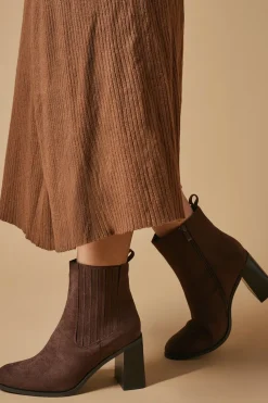 Maria Faux Suede High Block Heel Chelsea Boots