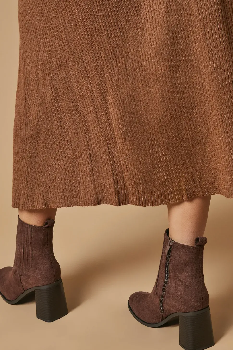 Maria Faux Suede High Block Heel Chelsea Boots