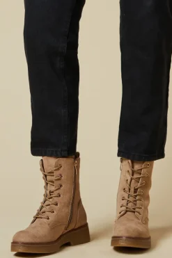 Mariah Faux Suede Lace Up Chunky Ankle Boot