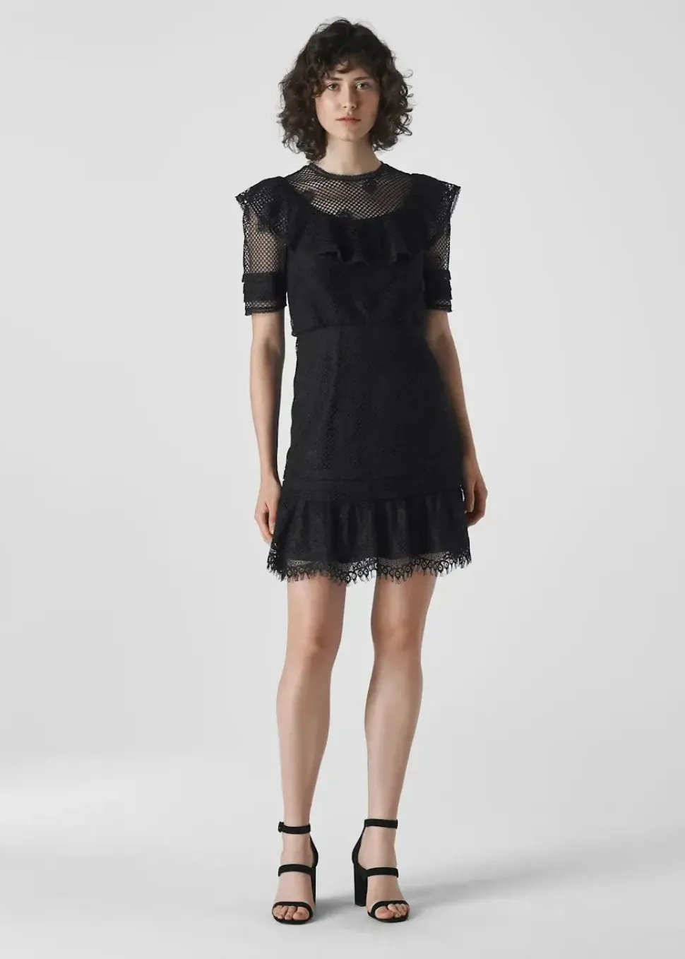 Mariah Lace Ruffle Dress-