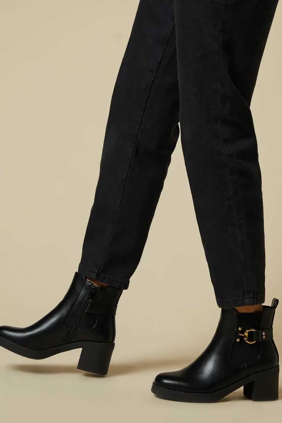 Marla Metal Detail Medium Block Heel Chelsea Ankle Boot