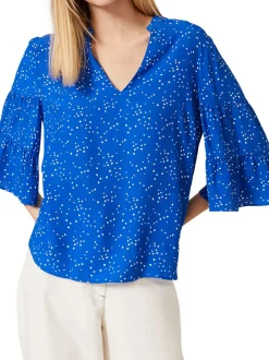 Marla Spot Tiered Sleeve Blouse-Polka Dot