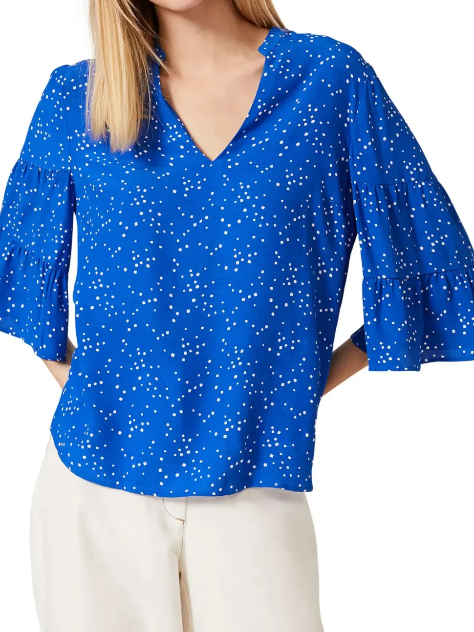 Marla Spot Tiered Sleeve Blouse-Polka Dot