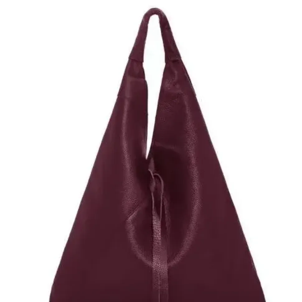Maroon Pebbled Boho Leather Bag | BYLYE