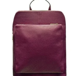 Maroon Soft Pebbled Leather Pocket Backpack | BRXRB