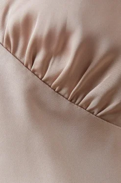 Maternity Bow Back V Neck Satin Bridesmaid Dress