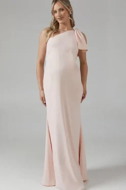Maternity Bow One Shoulder Bridesmaid Maxi Dress