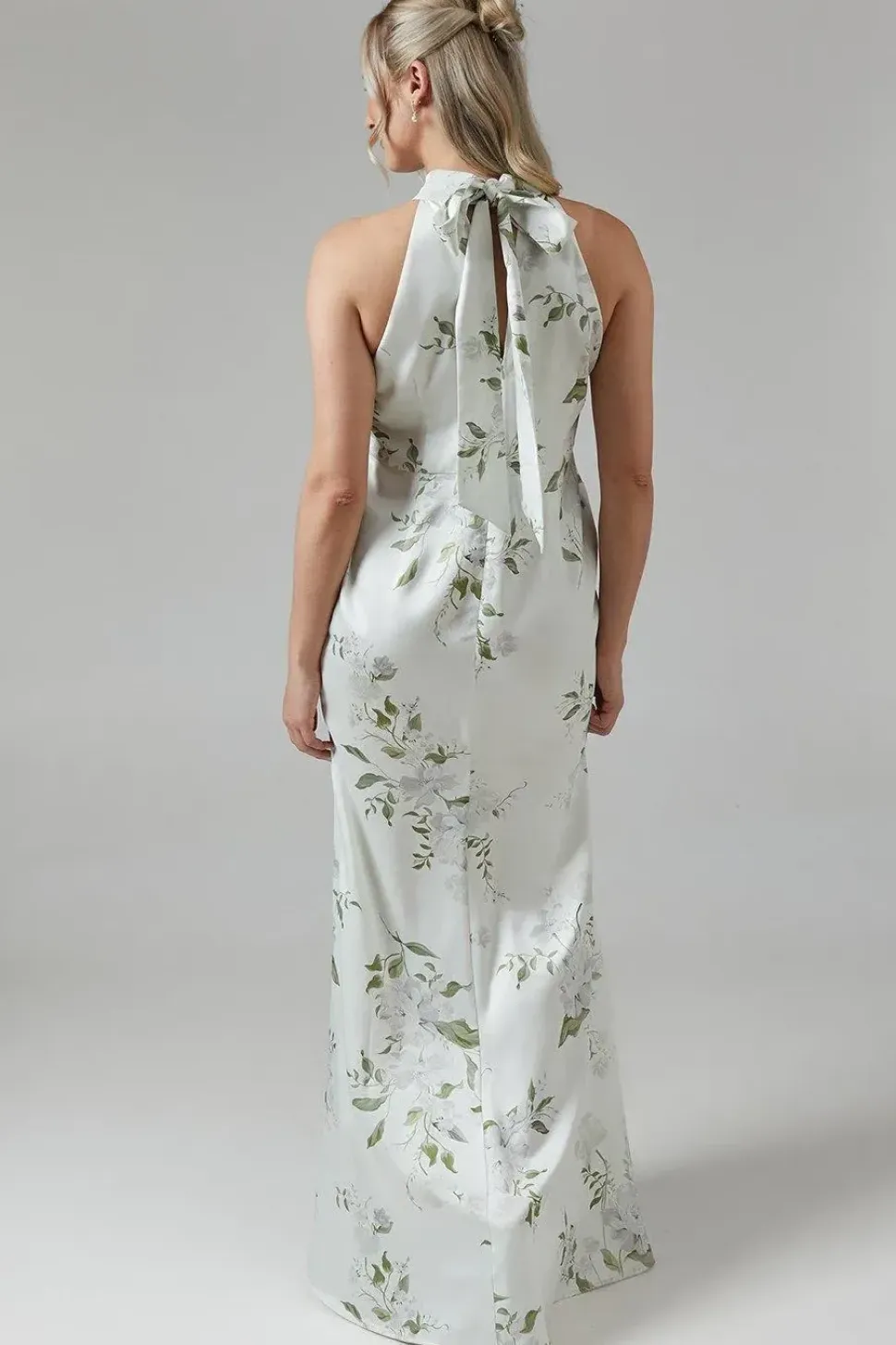 Maternity Dahlia Printed Halterneck Bridesmaid Maxi Dress