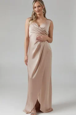 Maternity Ruched Waist Detail Satin Bridesmaid Dress