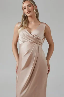 Maternity Ruched Waist Detail Satin Bridesmaid Dress