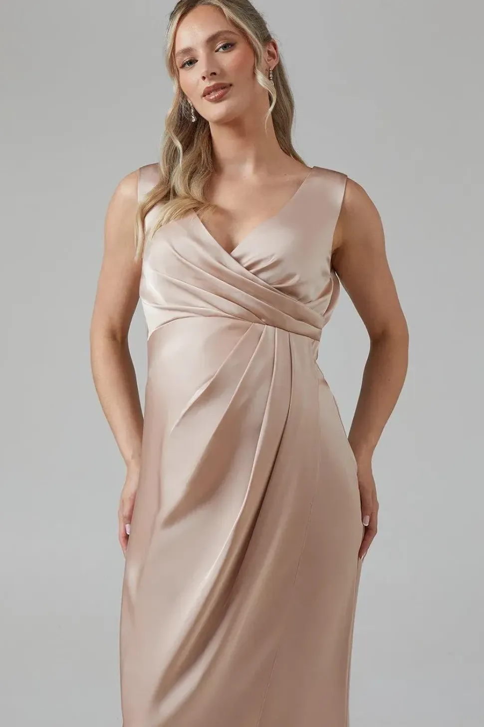 Maternity Ruched Waist Detail Satin Bridesmaid Dress