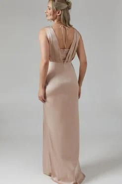 Maternity Ruched Waist Detail Satin Bridesmaid Dress