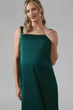 Maternity Square Neck Satin Bridesmaid Maxi Dress