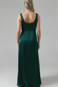 Maternity Square Neck Satin Bridesmaid Maxi Dress