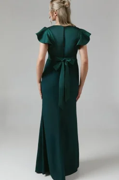 Maternity V Neck Satin Bridesmaid Dress