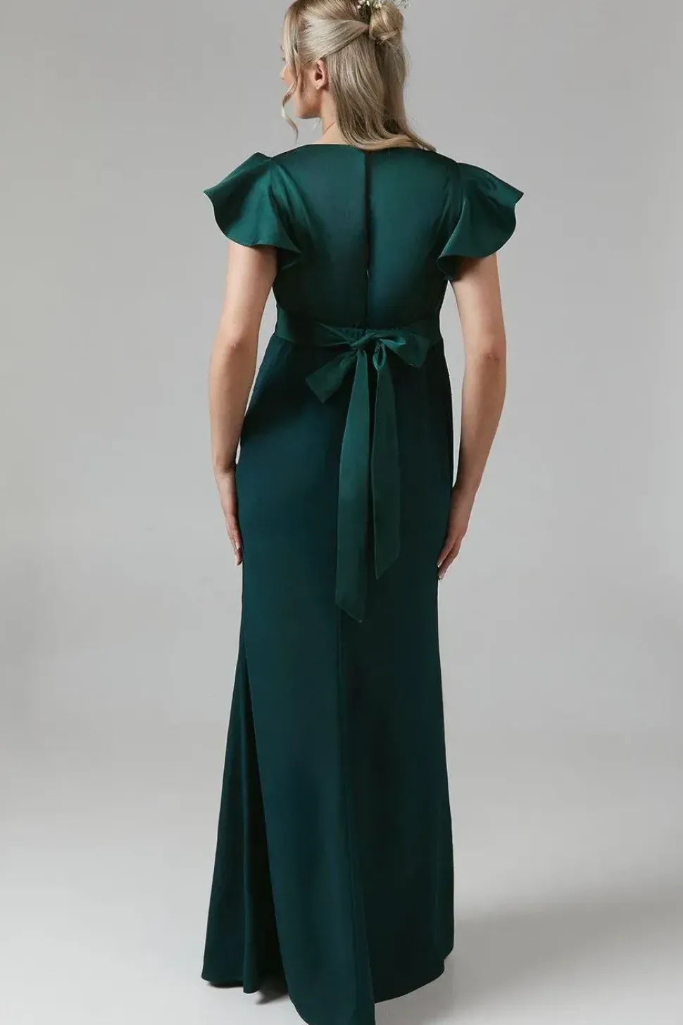 Maternity V Neck Satin Bridesmaid Dress