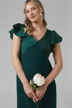 Maternity V Neck Satin Bridesmaid Dress
