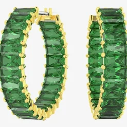 Matrix Gold Tone Green Hoop Earrings 5658651