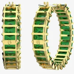 Matrix Gold Tone Green Hoop Earrings 5658651