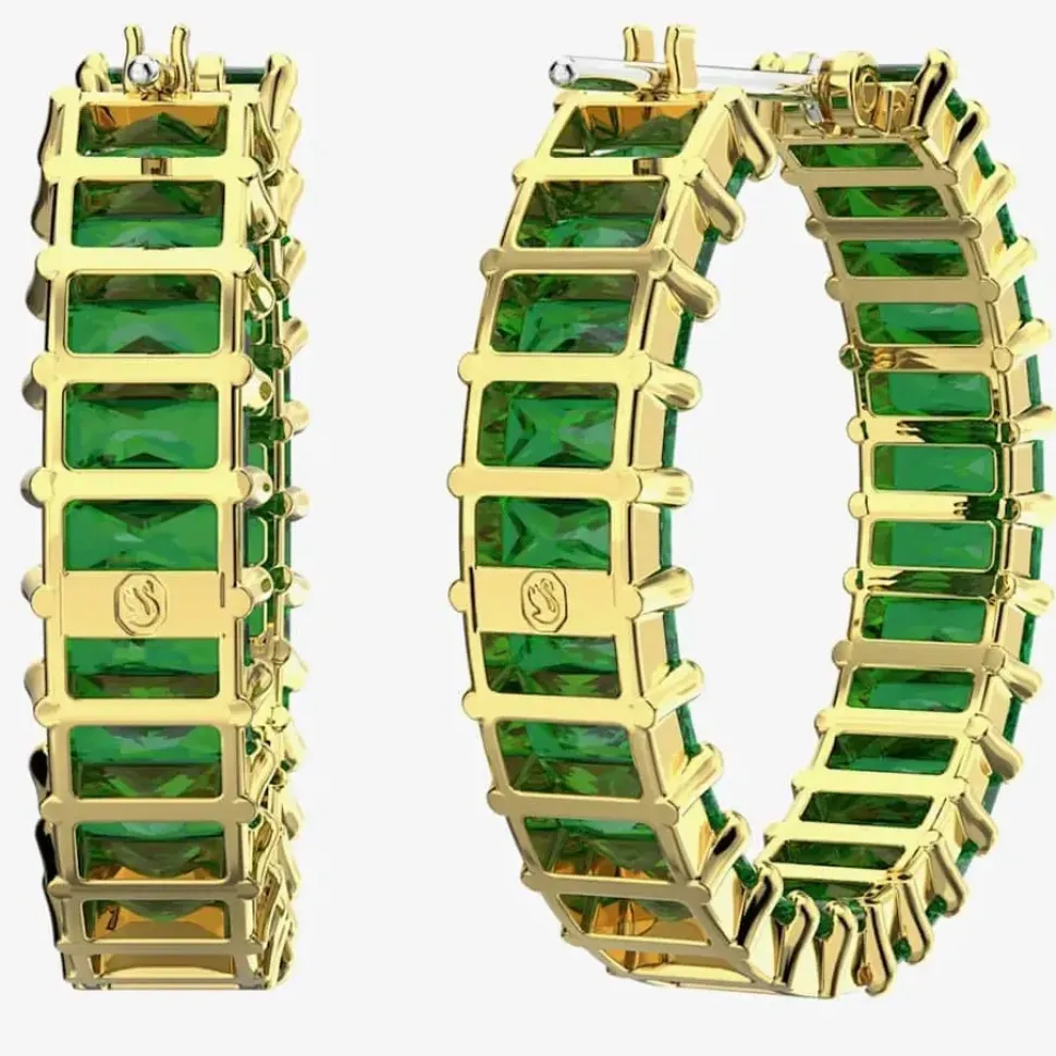 Matrix Gold Tone Green Hoop Earrings 5658651