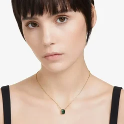 Matrix Green Mixed Cuts Gold Tone Plated Necklace 5677141