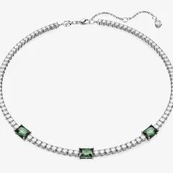 Matrix Green Mixed Cuts Rhodium Plated Tennis Necklace 5666168