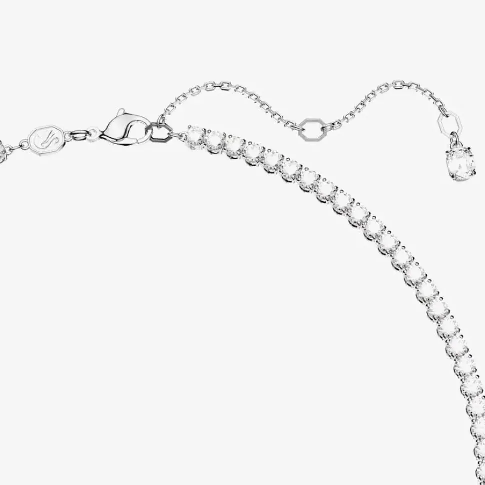 Matrix Green Mixed Cuts Rhodium Plated Tennis Necklace 5666168