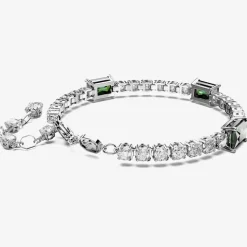 Matrix Green Mixed Cuts Tennis Rhodium Plated Bracelet 5666422 (M)