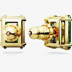 Matrix Green Rectangular Cut Gold Plated Stud Earrings 5677142