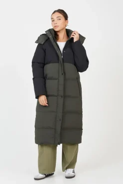 Maxi Contrast Hooded Puffer Jacket