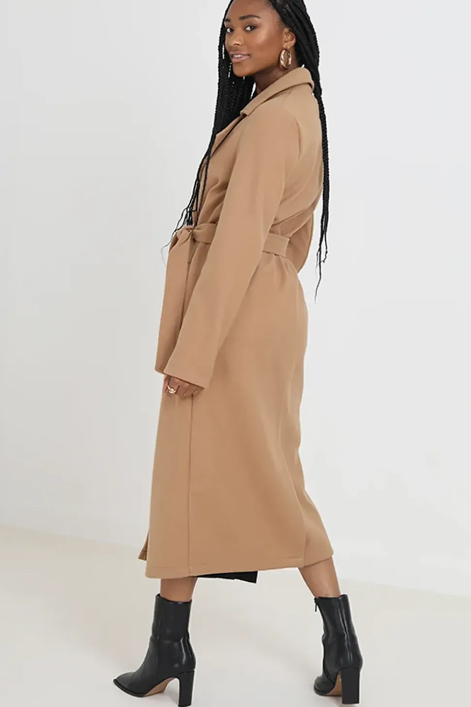 Maxi Double Breasted Faux Wool Coat