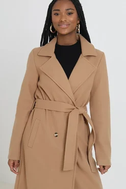 Maxi Double Breasted Faux Wool Coat