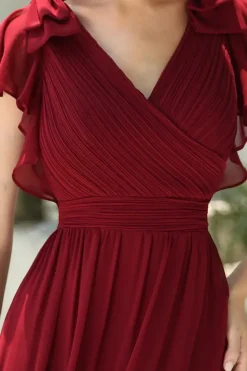 Maxi Long Chiffon Evening Dress with Ruffles Sleeves