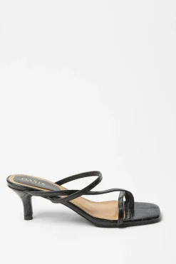 Mazzy Croc Kitten Heel Toe Thong Mule