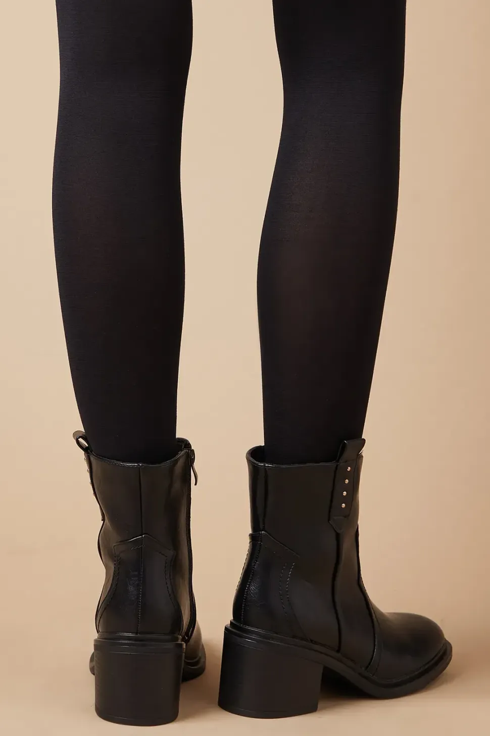 Mckayla Tab Detail Block Heel Ankle Boot