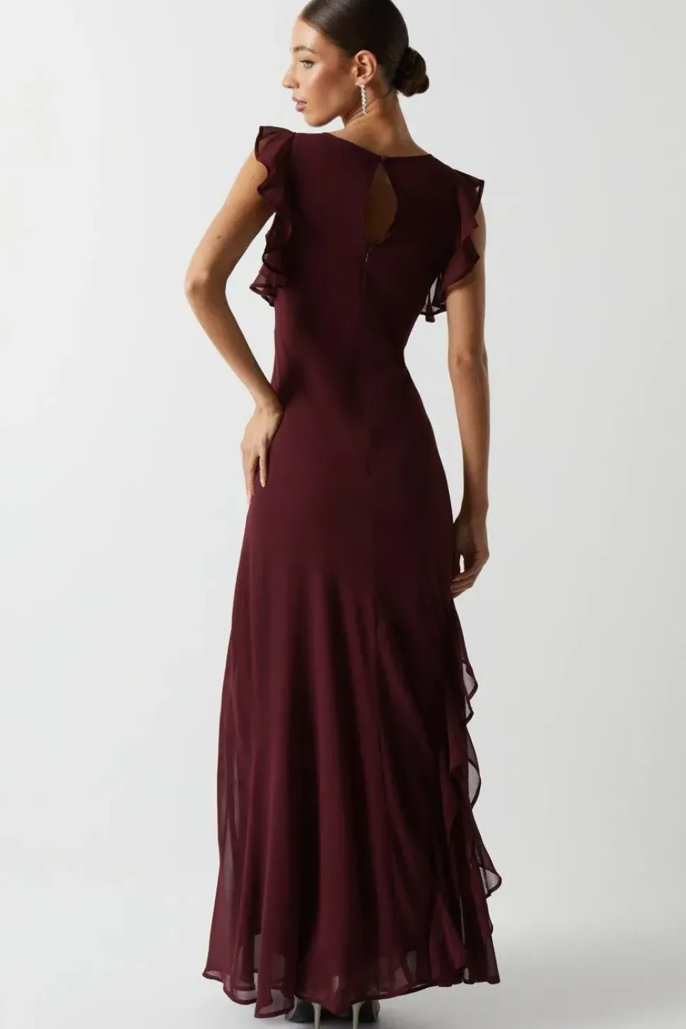 Mega Ruffle Georgette Bridesmaid Maxi Dress