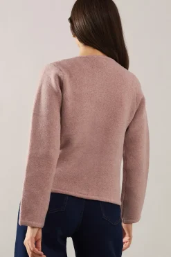 Melange pocket detail button down knitted jacket